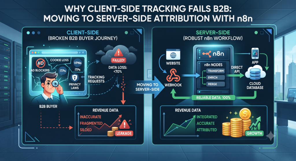 Why Client-Side Tracking Fails B2B: Moving to Server-Side Attribution with n8n